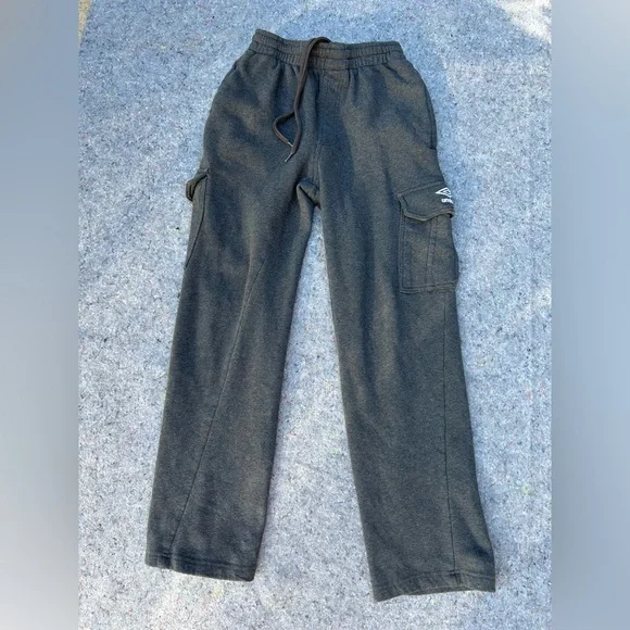 Umbro Cargo‎ Sweatpants Gray Small Fleece Lined Jogger Lounge Pants - Picture 3 of 10